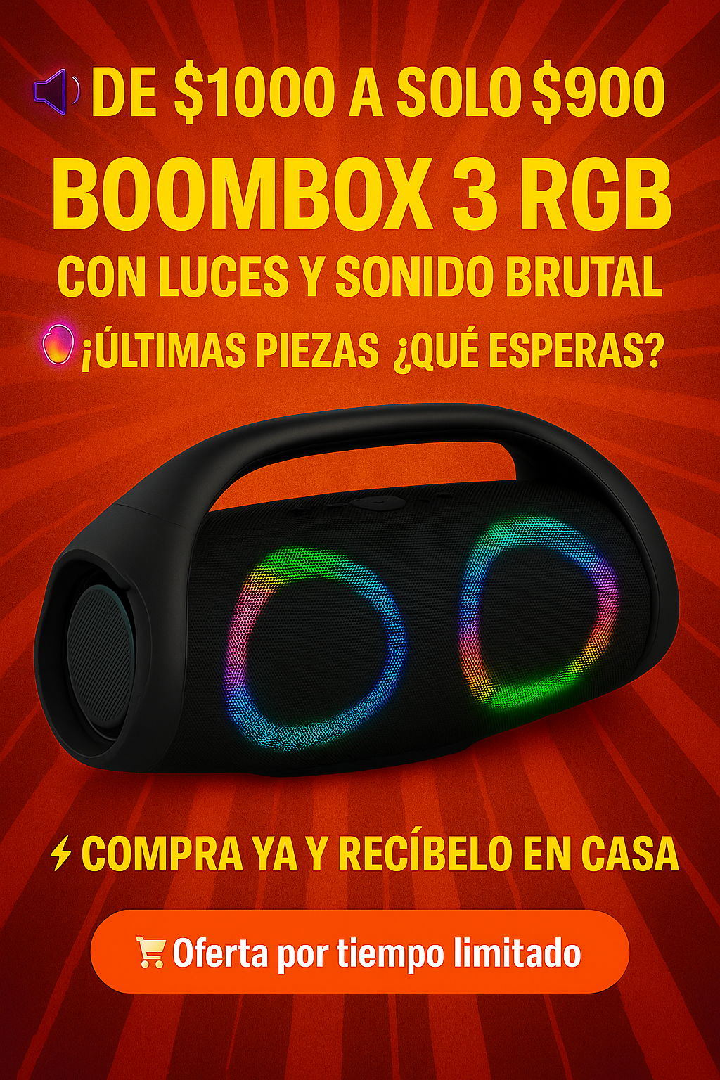 🔊 BOCINA BOOMS BOX 3 RGB 🔥🎧