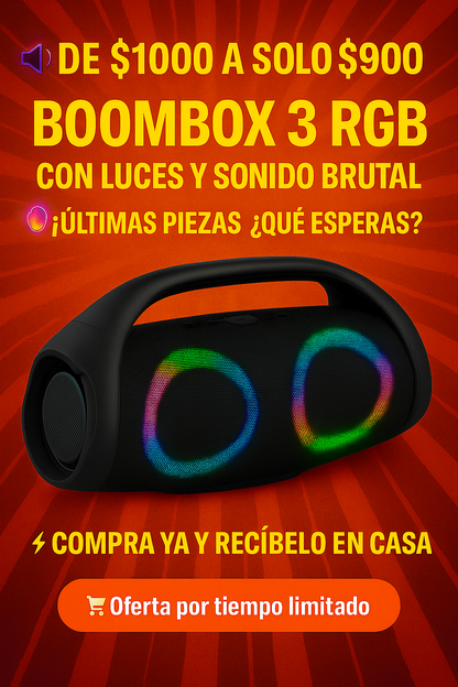 🔊 BOCINA BOOMS BOX 3 RGB 🔥🎧